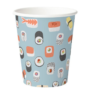 Vasos De Papel Azul del patrón sushi japonés