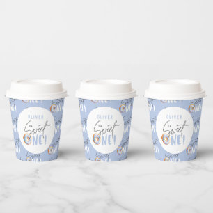 Vasos De Papel azul Donut dulce un vestido fiesta de primer cumpl