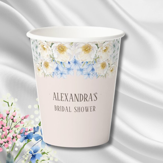 Vasos De Papel Azul floral blanco Hydrangea Jardín Ducha de novia (Subido por el creador)