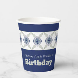 Vasos De Papel Azul Gris y Blanco
