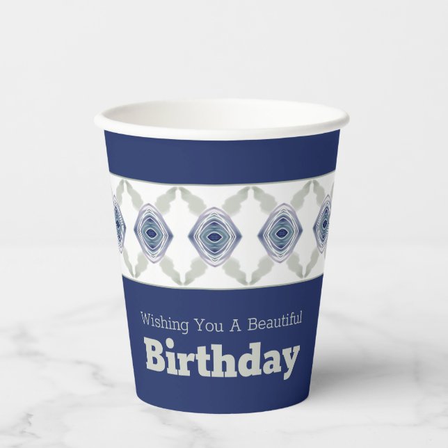 Vasos De Papel Azul Gris y Blanco (Anverso)