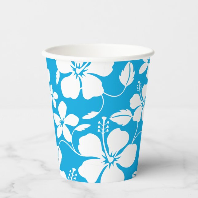 VASOS DE PAPEL AZUL HULA (HIBISCO) HAWAIIAN (Anverso)