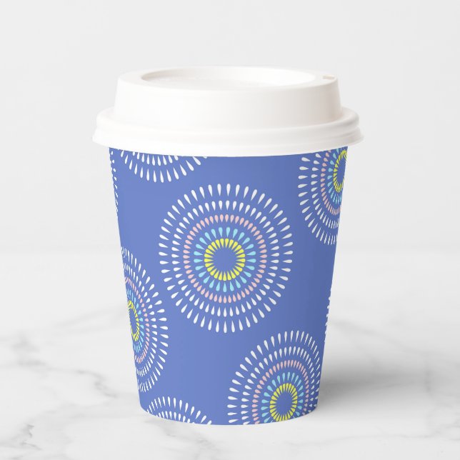 Vasos De Papel Azul japonés de fuegos artificiales (Anverso)