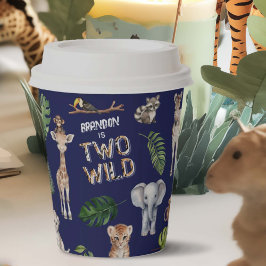 Vasos De Papel Azul marino Dos salvajes Safari Cumpleaños temátic