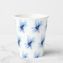 Vasos De Papel Azul marino Flor Minimalista elegante Despedida de