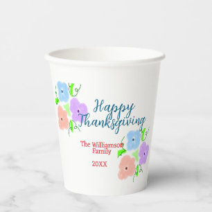 Vasos De Papel Azul morado rosa feliz acción de gracias agregar f