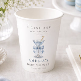 Vasos De Papel Azul Polvoriento A Tini One Preppy Niño Baby Showe
