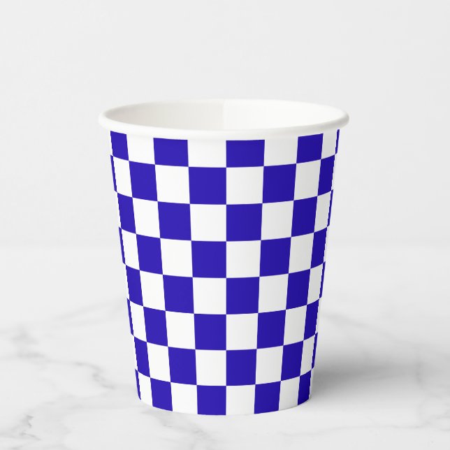Vasos De Papel Azul profundo a cuadros  (Izquierda)