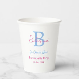 Vasos De Papel azul rosa en nubes nueve monograma despedida de so