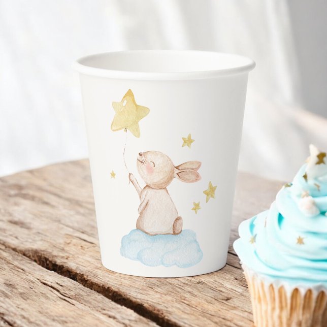 Vasos De Papel Azul un conejito amarillo estrella globo Baby Show (Subido por el creador)