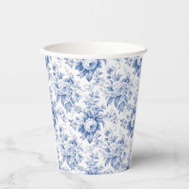 Vasos De Papel Azul vintage floral (Anverso)