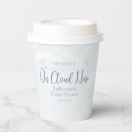 Vasos De Papel Azul y blanco en Nueve nubes Fiesta de ducha de no