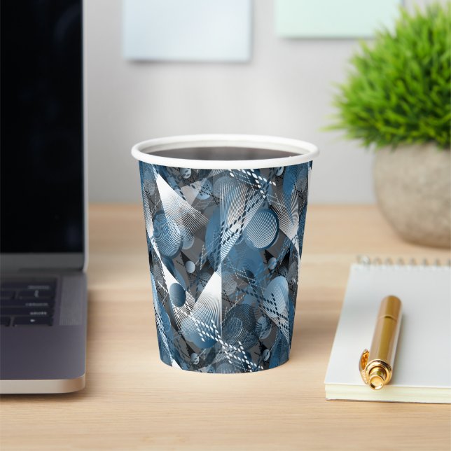 Vasos De Papel Azul y gris. Abstracción. (in situ)