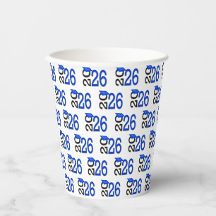 Vasos De Papel Azul y negro de graduación 2025