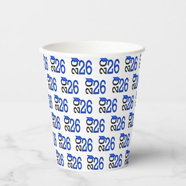 Vasos De Papel Azul y negro de graduación 2025 (Anverso)