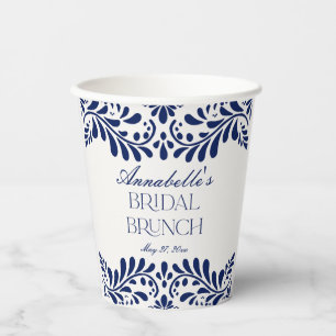 Vasos De Papel Azulejo Talavera Azul Desayuno Nupcial de Fiesta E