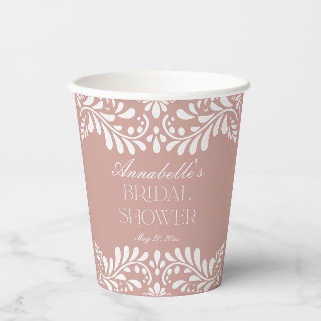 Vasos De Papel Azulejo Talavera Rosa Despedida de Soltera Fiesta  (Anverso)
