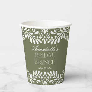Vasos De Papel Azulejo Verde Talavera Brunch Nupcial de Fiesta Es