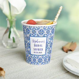 Vasos De Papel Azulejos portugueses azul Mediterráneo Despedida d