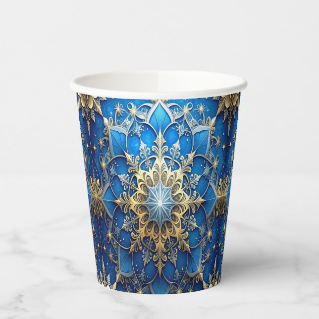 Vasos de Papel Azules Decorativos de Navidad (Izquierda)