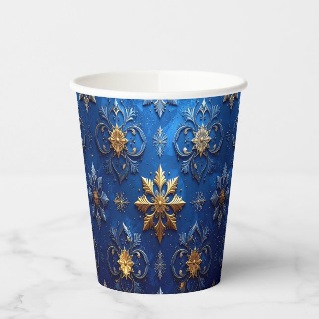 Vasos de Papel Azules Decorativos de Navidad (Izquierda)