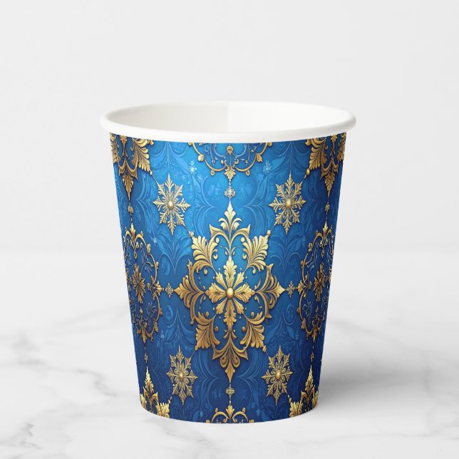 Vasos de Papel Azules Decorativos para Navidad (Izquierda)