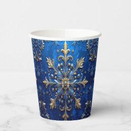 Vasos de Papel Azules Decorativos para Navidad
