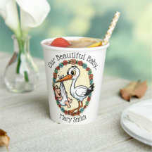 Baby and Stork Design Vintage Style