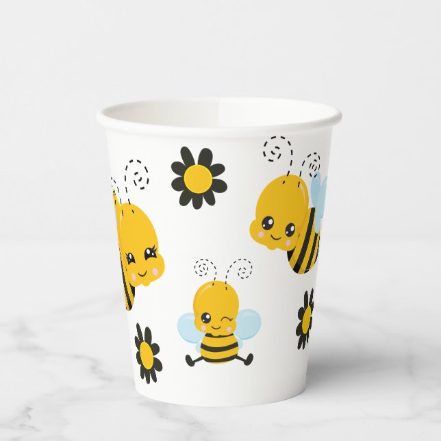 Vasos De Papel Baby Bee Baby Shower Fiesta (Izquierda)