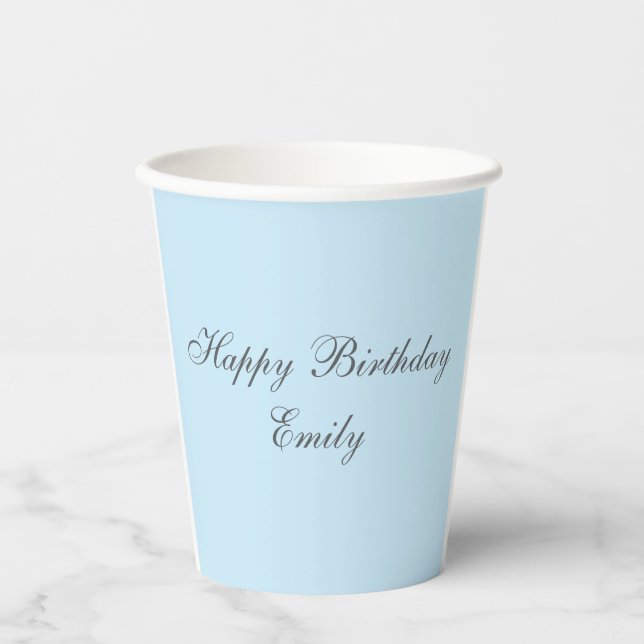 Vasos De Papel Baby Blue Minimalist Birthday Party Paper Cup (Anverso)