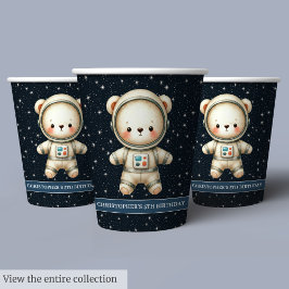 Vasos De Papel Baby Boy Cumpleaños Teddy Bear Astronauta Fiestas
