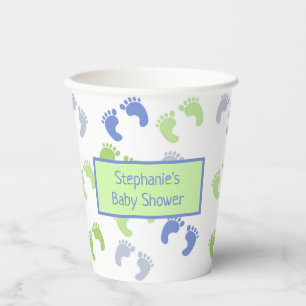 Vasos De Papel Baby Boy Foot Imprime Baby Shower