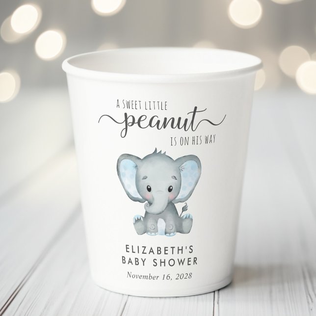 Vasos De Papel Baby Boy Shower Cute Elephant (Subido por el creador)
