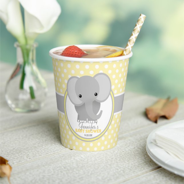 Vasos De Papel Baby Elephant Baby Shower personalizado (in situ)
