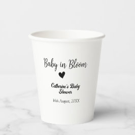 Vasos De Papel Baby in bloom baby shower simple black heart date