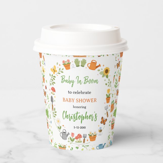 Vasos De Papel Baby in Bloom Garden Baby Shower | Cute Floral  (Anverso)