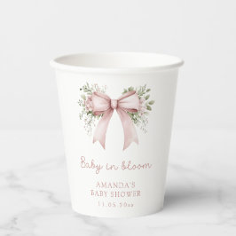 Vasos De Papel Baby In Bloom Pink Bow Baby Shower