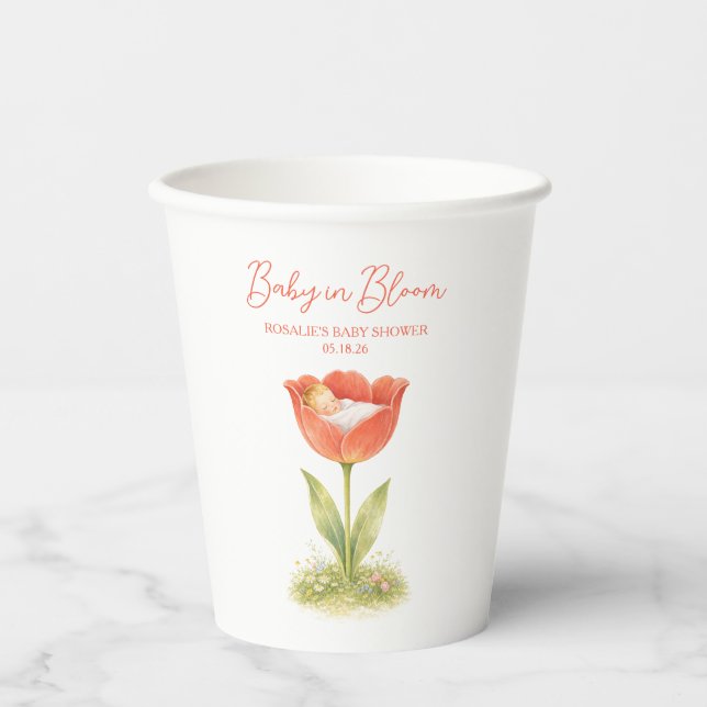 Vasos De Papel Baby in Bloom Whimsical Garden Boho Baby Shower (Anverso)