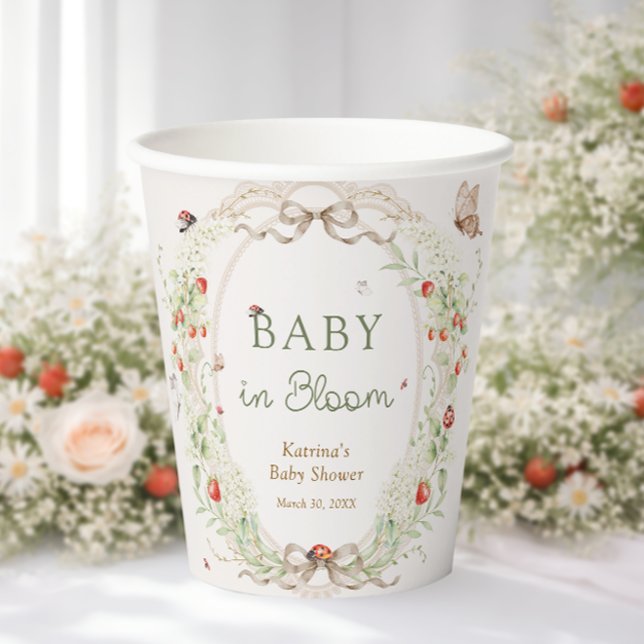Vasos De Papel Baby in Bloom Wildflower Bow Baby Shower (Subido por el creador)