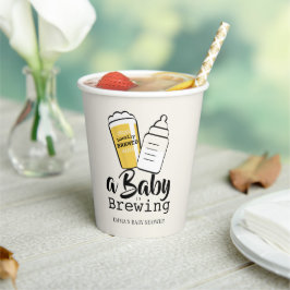Vasos De Papel Baby is Brewing Beer Baby Bottle Beige Baby Shower