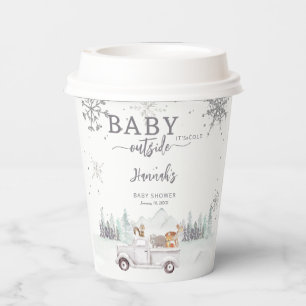 Vasos De Papel Baby It's Cold fuera de Winter Woodland Baby Showe
