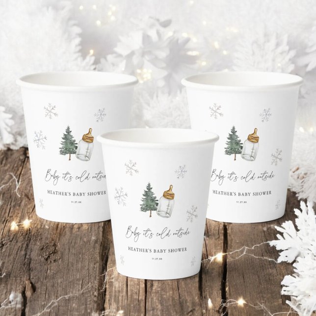 Vasos De Papel Baby It's Cold Outside Mountain Winter Baby Shower (Subido por el creador)