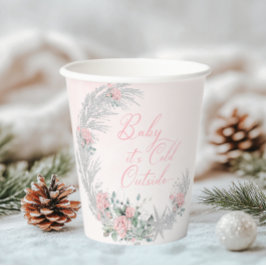Vasos De Papel Baby its cold outside Pink Silver Baby Shower