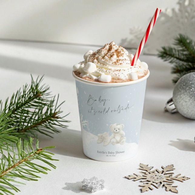 Vasos De Papel Baby, It's Cold Outside Teddy Bear Winter Elegance (Subido por el creador)