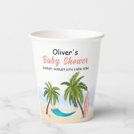 Vasos De Papel Baby On Board Beach Surfing Baby Shower