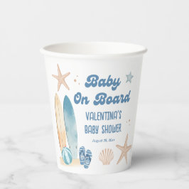 Vasos De Papel Baby On Board Surf Beach Baby Shower