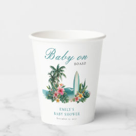 Vasos De Papel Baby On Board Surf Beach Baby Shower