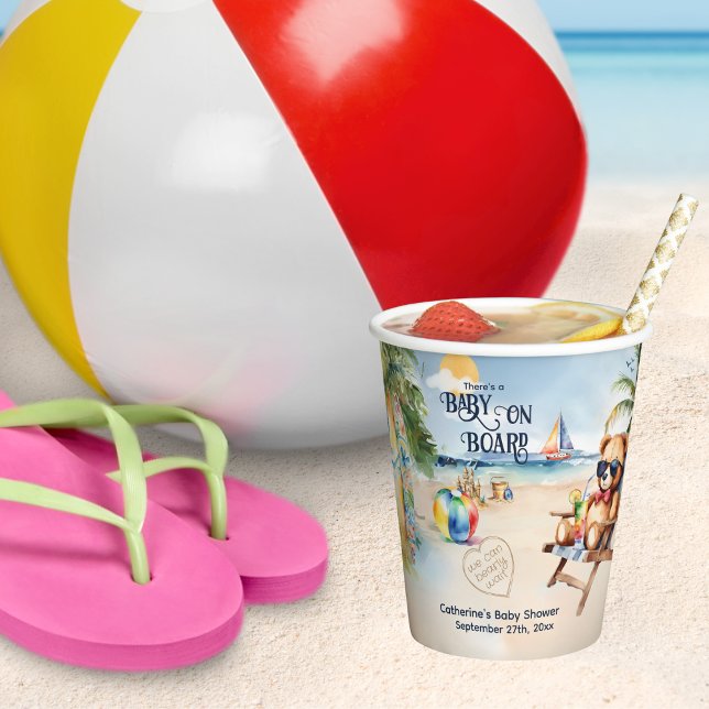 Vasos De Papel Baby On Board Surfboard Teddy Bear Baby Shower (Subido por el creador)