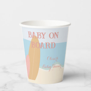 Vasos De Papel Baby on Board Surfing Beach Baby Shower