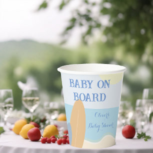 Vasos De Papel Baby on Board Surfing Beach Baby Shower